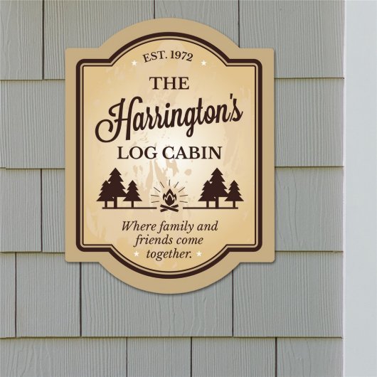 Family Log Cabin Tempered Hardboard Wall Sign (Front)
