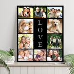 Family Love 10 Photo Collage Black Faux Canvas Print<br><div class="desc">A modern black photo collage faux canvas print to celebrate your family,  loved ones,  friends,  pets or special events. Personalize with 10 photos. "LOVE" is written in the middle in elegant text.</div>