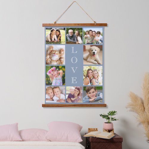 Family Love 10 Photo Collage Dusty Black Hanging Tapestry
