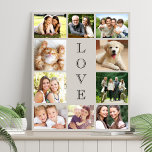 Family Love 10 Photo Collage Taupe Faux Canvas Print<br><div class="desc">A taupe photo collage faux canvas print to celebrate your family,  loved ones,  friends,  pets or special event. Personalize with 10 photos. "LOVE" is written down the middle in elegant typography.</div>