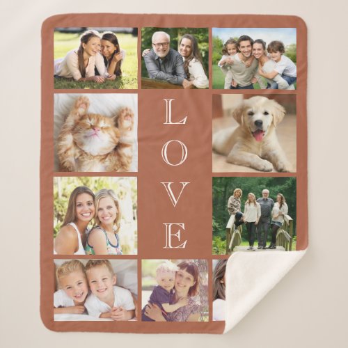 Family Love 10 Photo Terracotta Sherpa Blanket