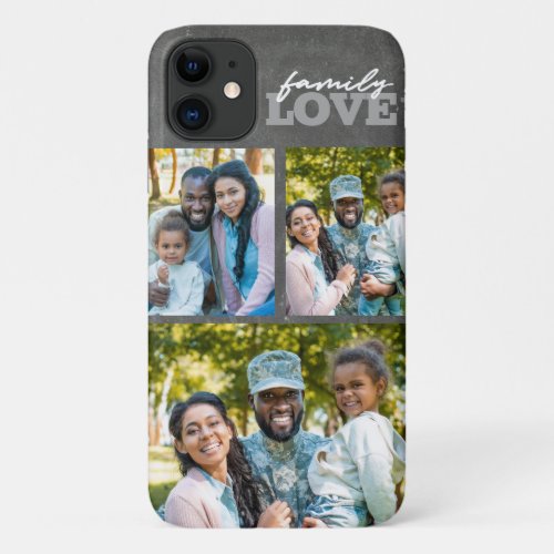 Family Love 3 Photo Collage Chalkboard Trendy Case