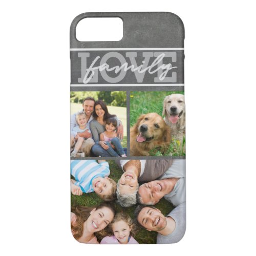 Family Love 3 Photo Collage Chalkboard Trendy iPhone 87 Case