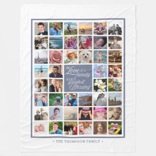 Family Love   44 Photo Collage Custom Keepsake Fleece Blanket