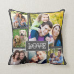 Family Love 6 Photo Handlettered Chalkboard Trendy Throw Pillow<br><div class="desc">Gift them the gift of family love with this modern and trendy cozy throw pillow featuring 6 of your own square photos on a chalkboard background. Features the sentiment of "Family Love" in a hand lettered script. Easy to customize with your own personal photos. Great gift for the family for...</div>