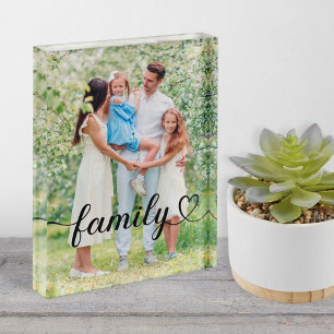 Family Love Black Script Vertical Photo Block