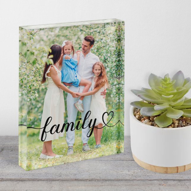 Family Love Black Script Vertical Photo Block (Creator Uploaded)