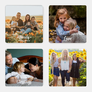 Family Love Blessings Joy Photo Coaster Set 