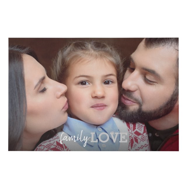 Family Love Custom 36x24 Photo Modern Typography Faux Canvas Print (Front)