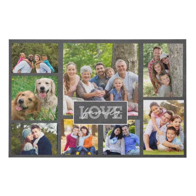 Family Love Custom Photo Collage Modern 36x24 Faux Canvas Print (Front)