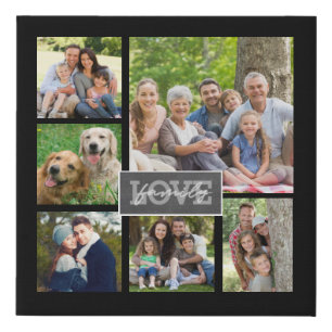 Family Love Custom Photo Collage Modern Faux Canvas Print