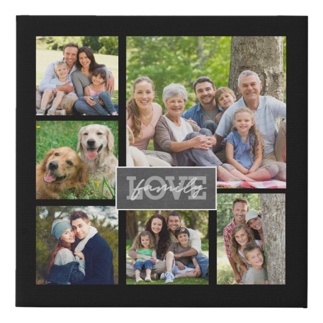 Family Love Custom Photo Collage Modern Faux Canvas Print (Front)