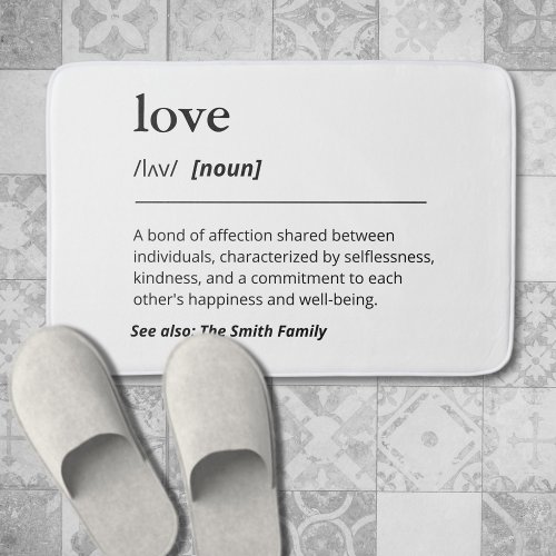 Family Love definition custom name minimalist Bath Mat