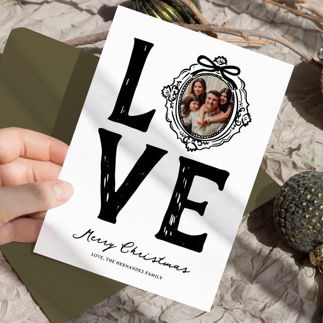 Family Love Doodle Photo Christmas Holiday Card (Creator Uploaded)