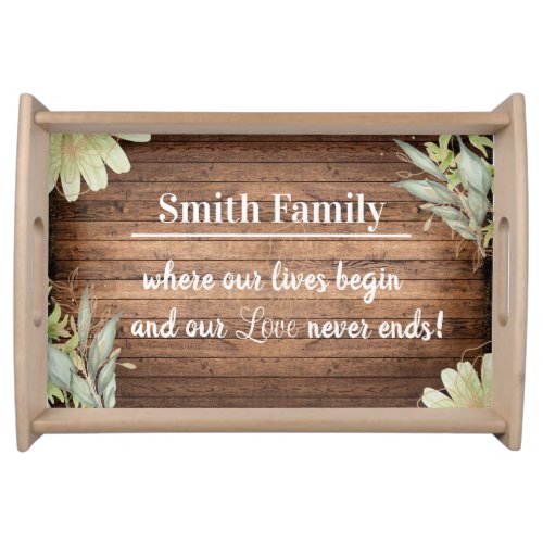 Family love floral serving tray