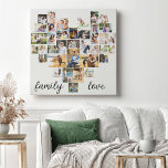 Family Love Heart Shaped 36 Photo Collage Canvas P<br><div class="desc">Create your own personalized canvas with 36 of your favorite photos and your family name(s). The photo template is set up to create a photo collage in the shape of a love heart, displaying your pictures in a mix of portrait, landscape and square instragram formats. The design has a white...</div>