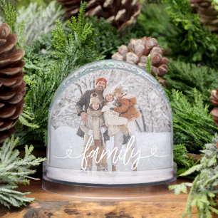 Family Love Hearts Personalized Photo Snow Globe