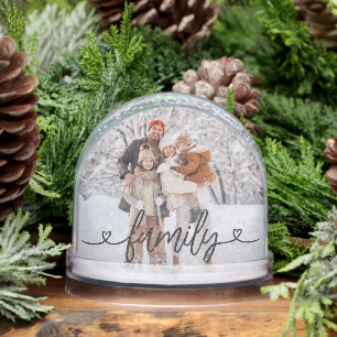 Family Love Hearts Personalized Photo Snow Globe