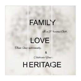 Family, Love, Heritage Triptych Acrylic Wall Art