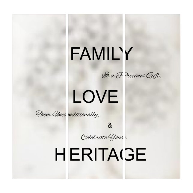 Family, Love, Heritage Triptych Acrylic Wall Art (Front)