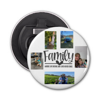 Family love modern memory photo bottle opener