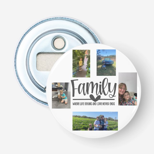 Family love modern memory photo bottle opener (Front)