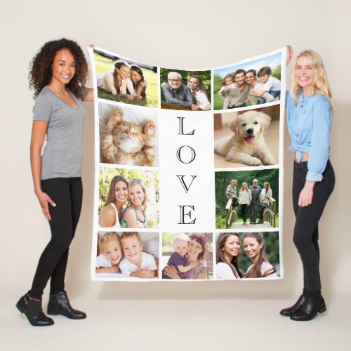 Family Love Multi_Photo Collage Modern Fleece Blanket