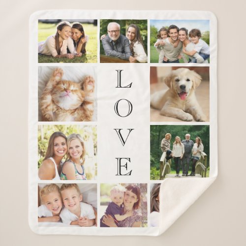 Family Love Multi_Photo Collage Personalized Sherpa Blanket