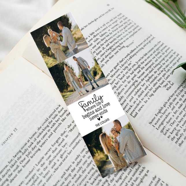 Family LOVE NEVER ENDS 4 PHOTO WHITE Bookmarks (Creator Uploaded)