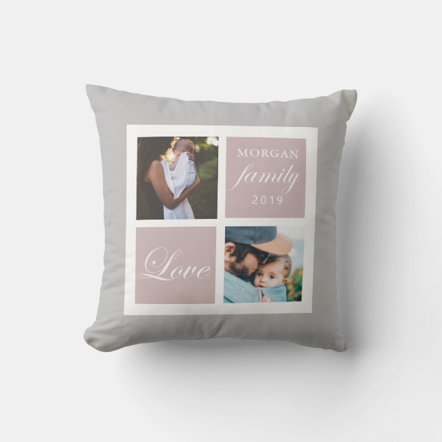 Family Love | Personalized Photo Throw Pillow (Front)