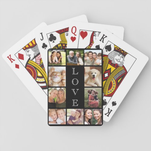 Family Love Photo Collage Black Playing Cards