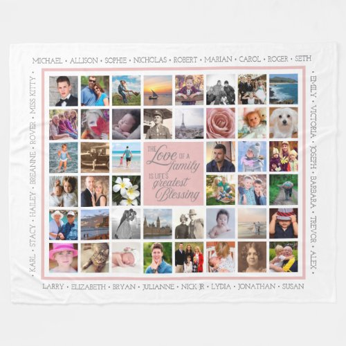 Family Love  Photo Collage Custom Keepsake Fleece Blanket