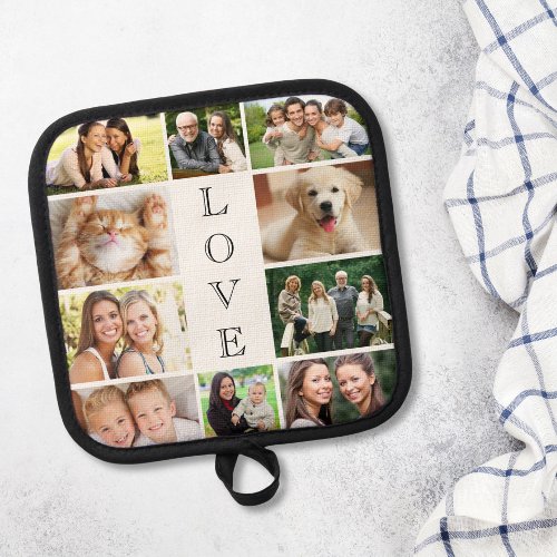 Family Love Photo Collage Personalized White Pot Holder