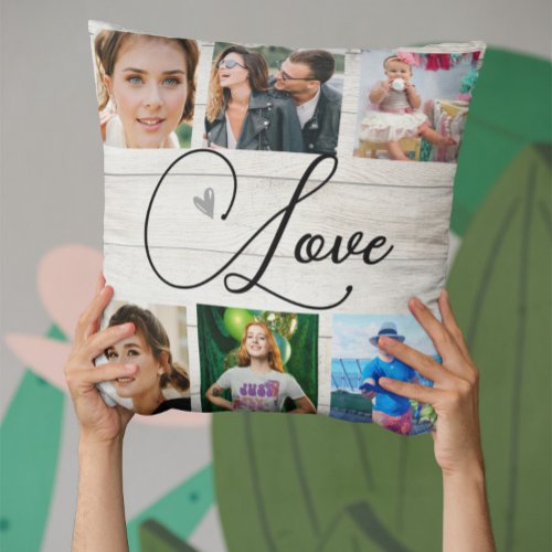 Family Love Photo Collage Simple  Throw Pillow