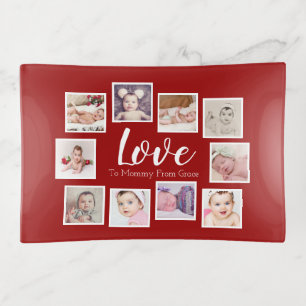 Family Love Photo Collage Unique Personalized Trinket Tray