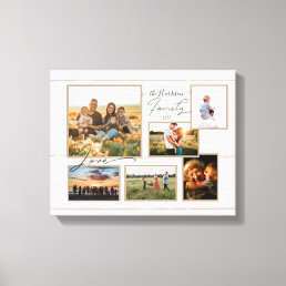 Family Love Rustic Wood Script Wedding Collage 6 Canvas Print