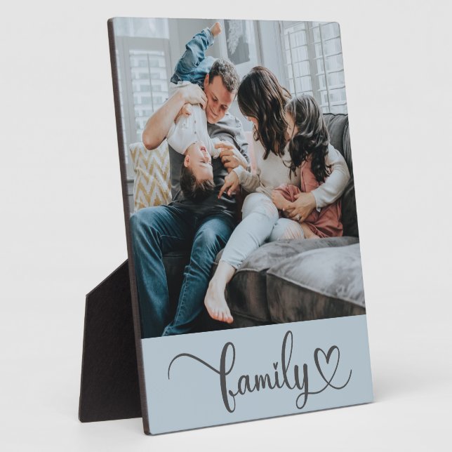 Family Love Script Custom Photo Tabletop Easel  Plaque (Side)