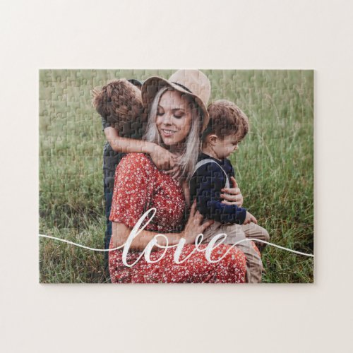 Family Love Script Personalized Photo Jigsaw Puzzle