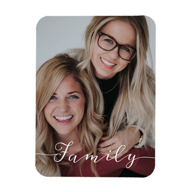 Family Love Script Photo Magnet (Vertical)