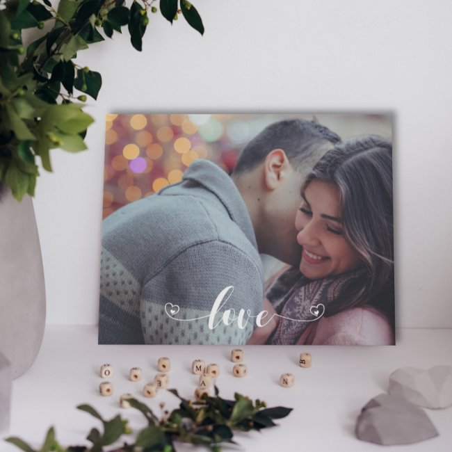 Family Love Script Photo Template Horizontal Faux Canvas Print