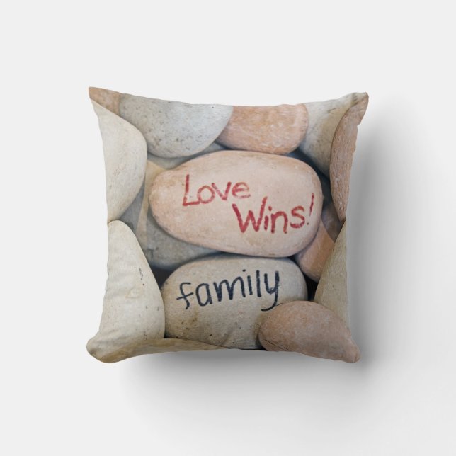 family love sign on stones throw pillow (Front)