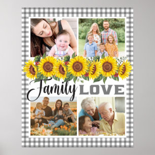 Family Love Sunflower Collage Printable Custom  Poster