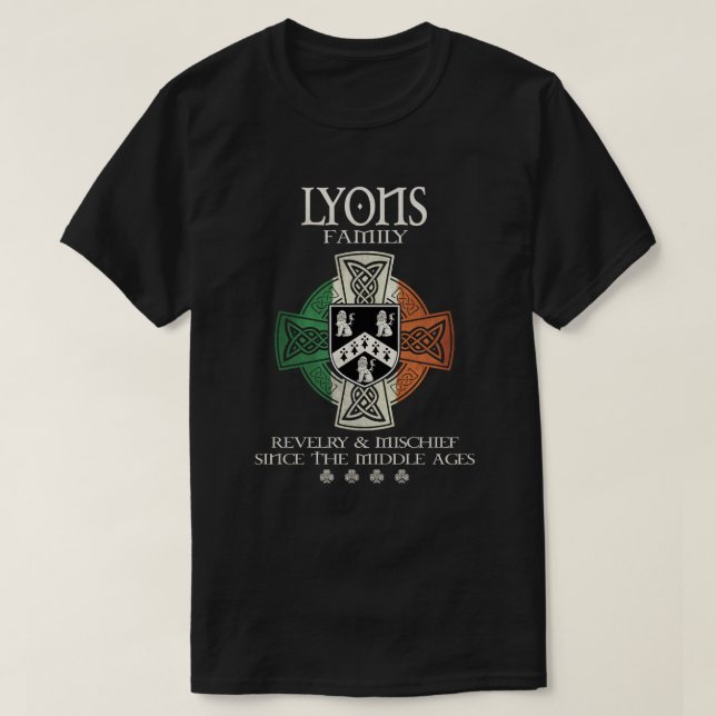 Family Lyons arm Ireland Irish Celtic cross T-Shirt (Design Front)