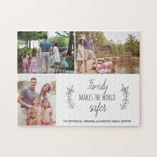 Family makes the world safer custom photo collage jigsaw puzzle