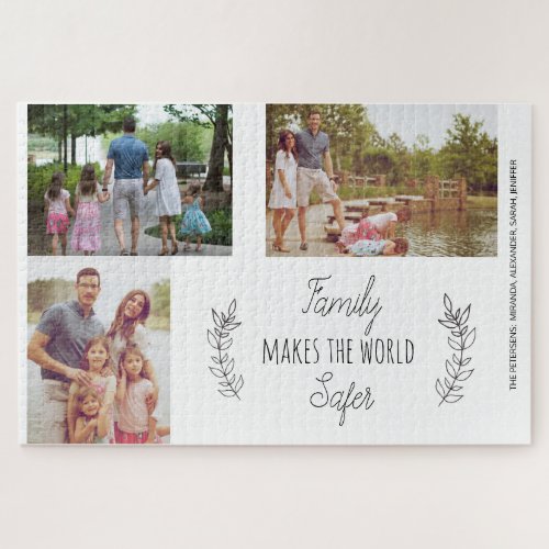 Family makes the world safer custom photo collage jigsaw puzzle