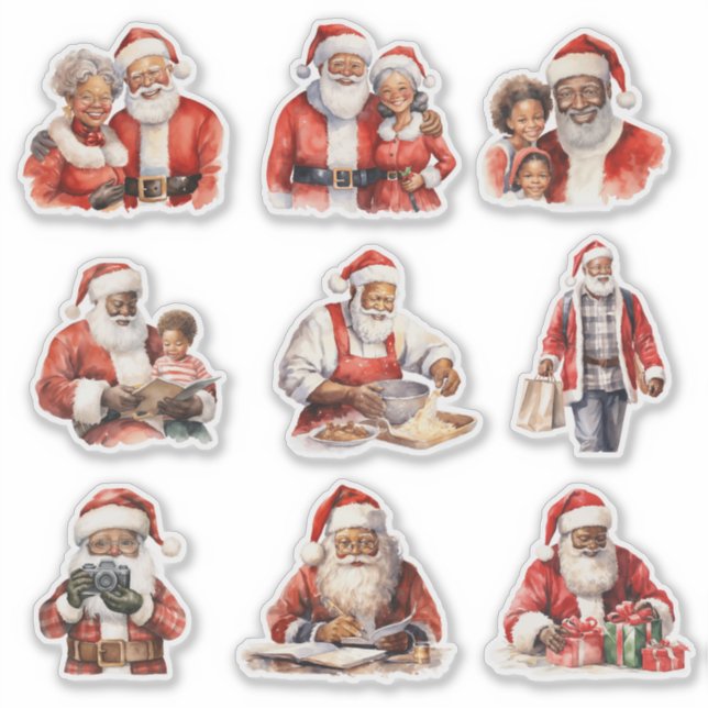 Family Man Black Santa Claus Sticker (Front)