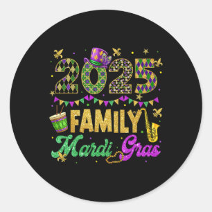 Family Mardi Gras 2025 Fat Tuesday Family Matching Classic Round Sticker