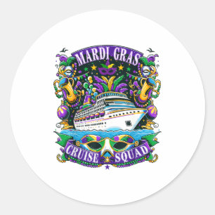 Family Mardi Gras Cruise Squad Vacation Trip Ship Classic Round Sticker
