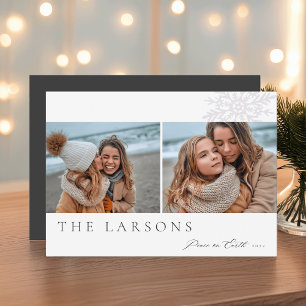 Family Marquee Peace on Earth Two Photo Holiday Card