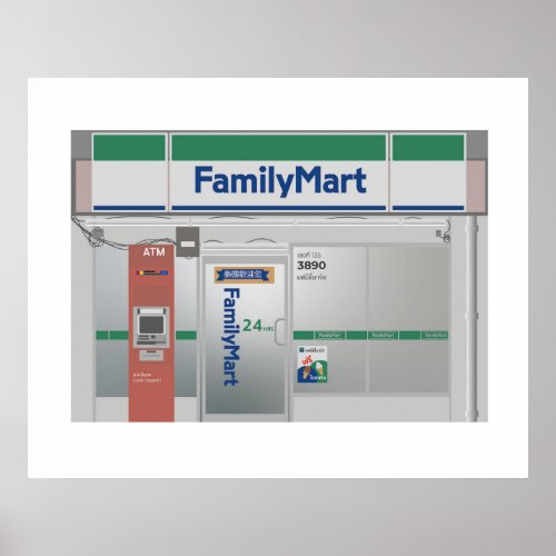 Family Mart Storefront Bangkok Thailand Travel Poster